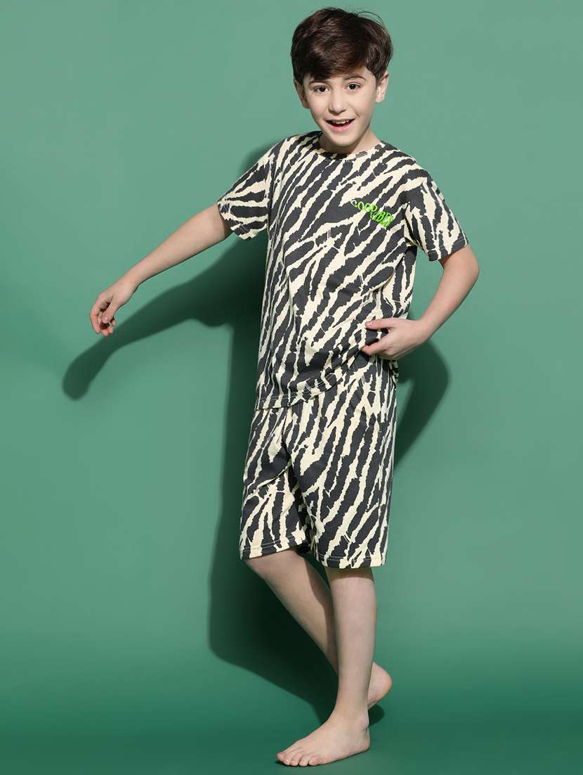 boys round neck printed nightwear shorts set  - 21034769 -  Standard Image - 1