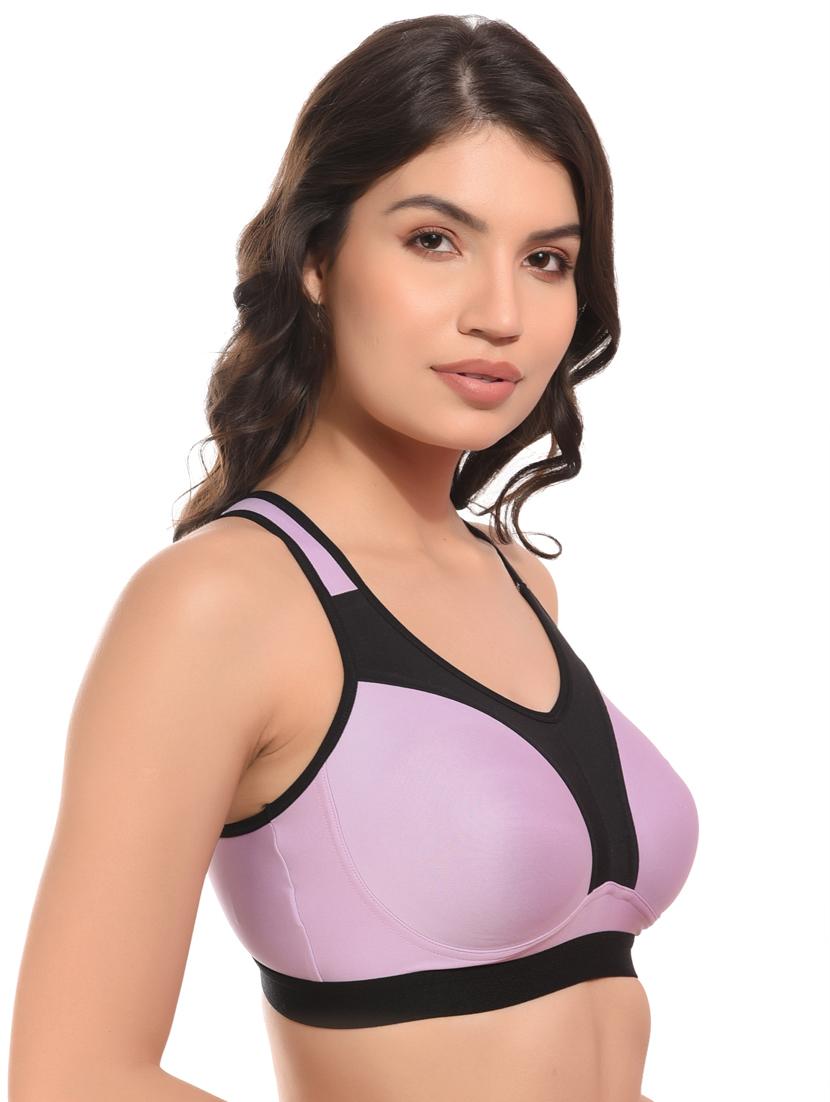 color block lycra sports bra - 21034817 - Standard Image - 1