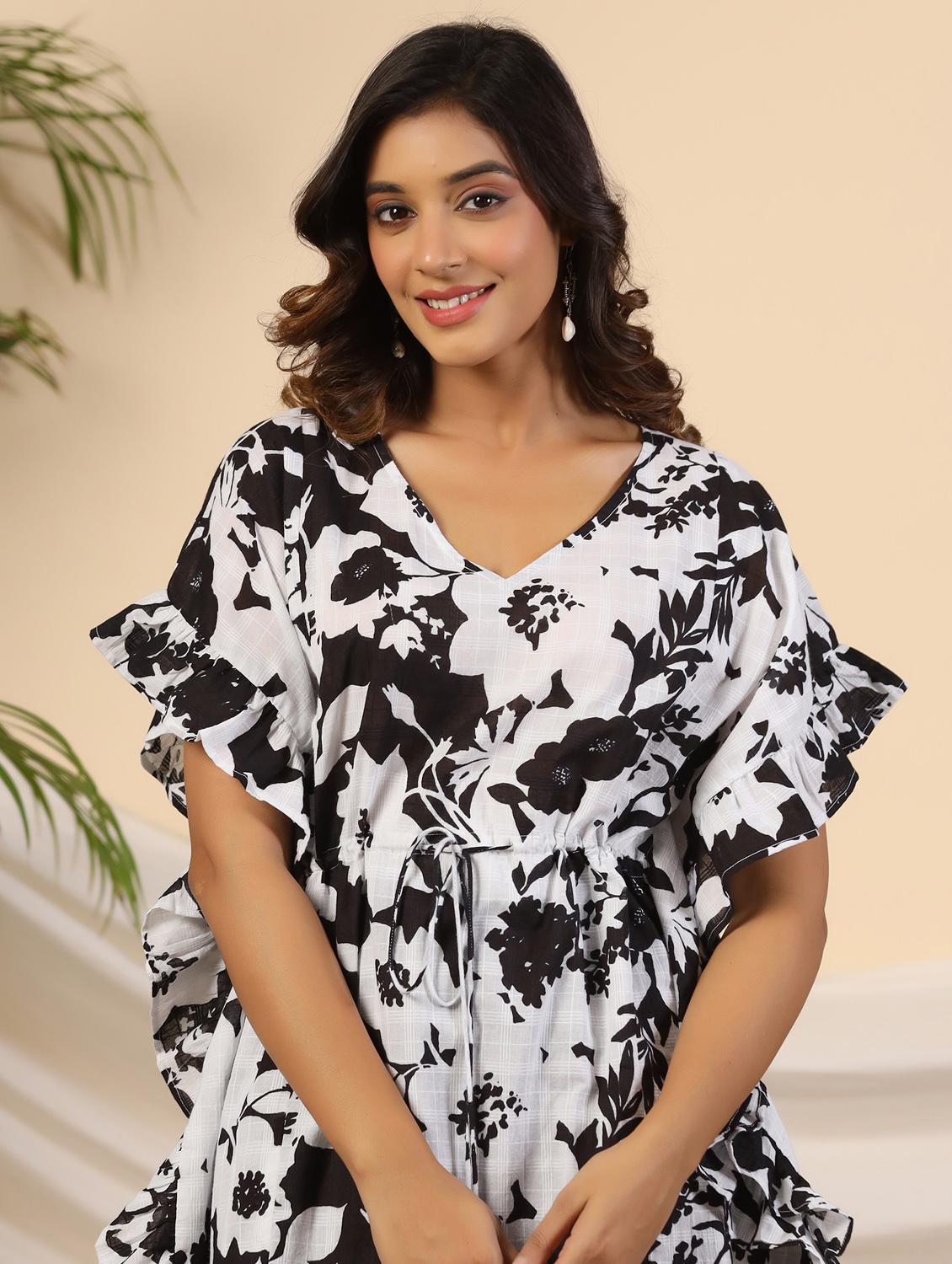white floral printed kaftan top - 21034874 - Standard Image - 4