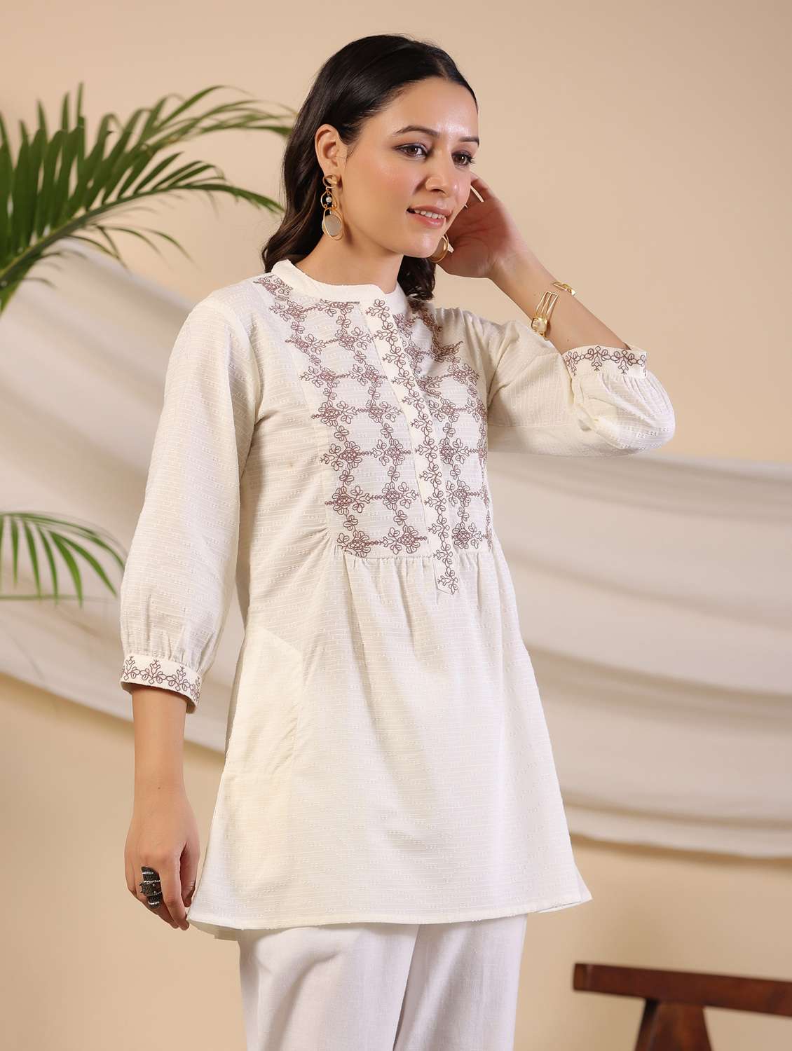 off white self design detailed tunic top - 21034879 -  Standard Image - 1