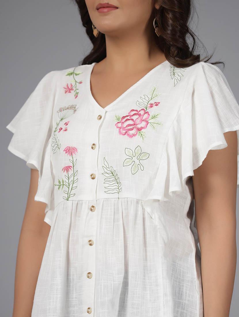 women floral embroidered flared tunic - 21034885 - Standard Image - 4