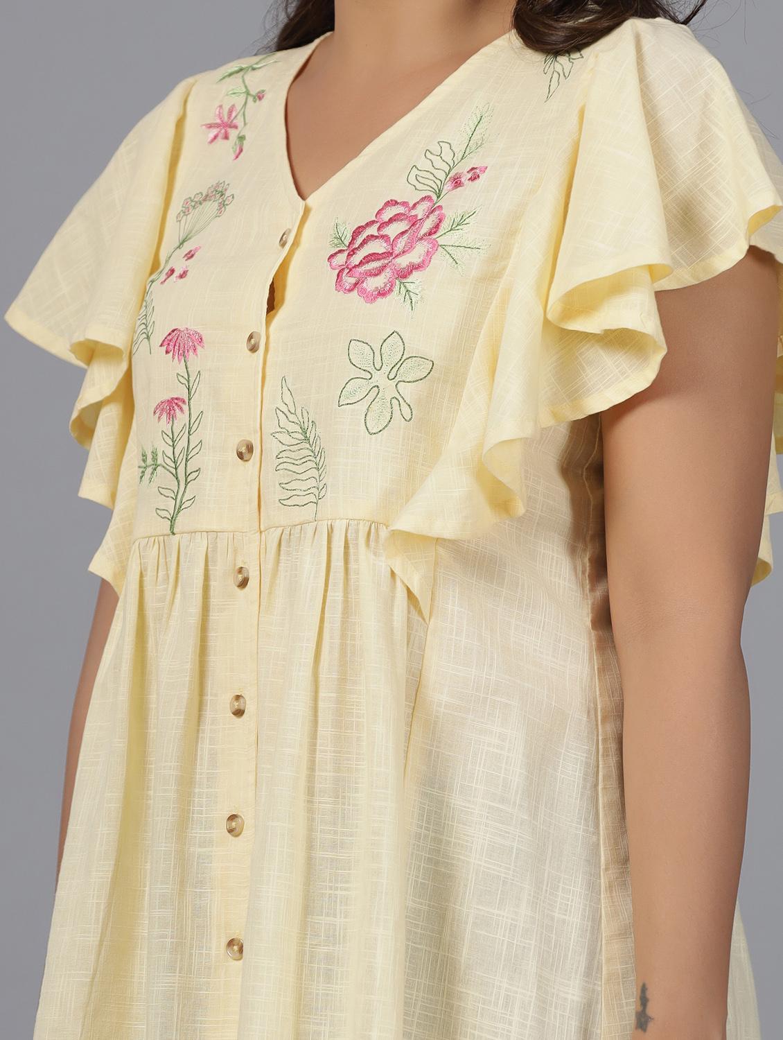 yellow self design embroidered detailed top - 21034887 - Standard Image - 4
