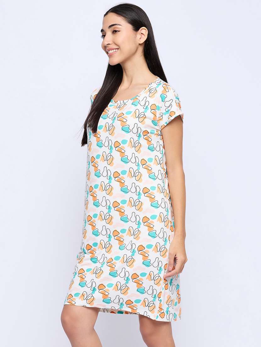women round neck printed sleepshirts - 21034920 - Standard Image - 1