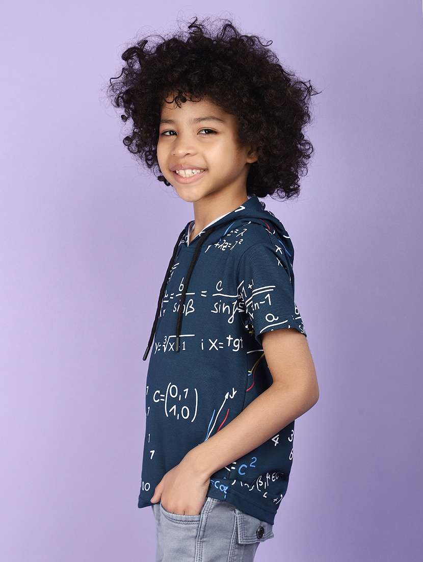 boys hooded typographic regular t-shirt - 21035009 -  Standard Image - 1