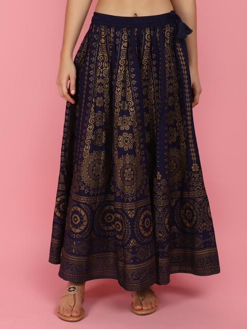 women printed rayon flared skirt - 21035072 -  Standard Image - 0