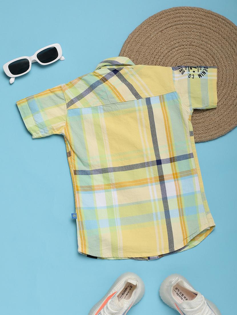 boy yellow checkered casual shirt - 21035519 - Standard Image - 1