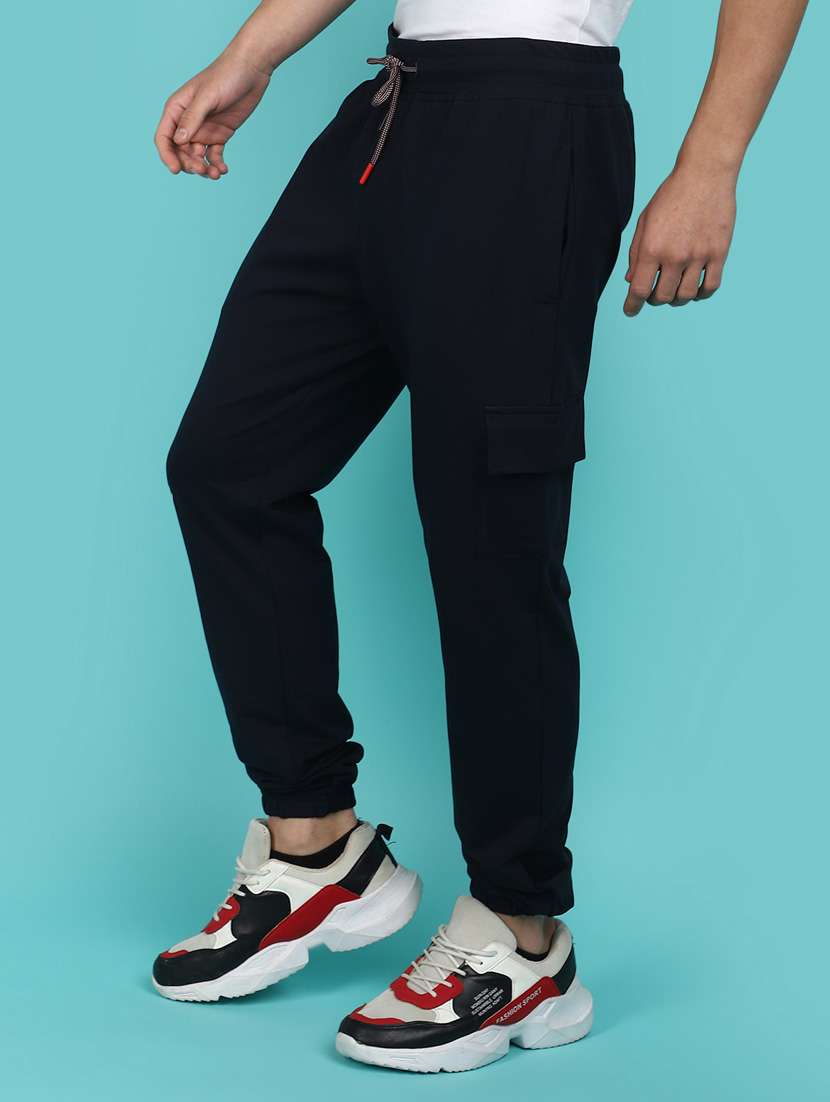 navy blue cotton full length track pant - 21035521 -  Standard Image - 1