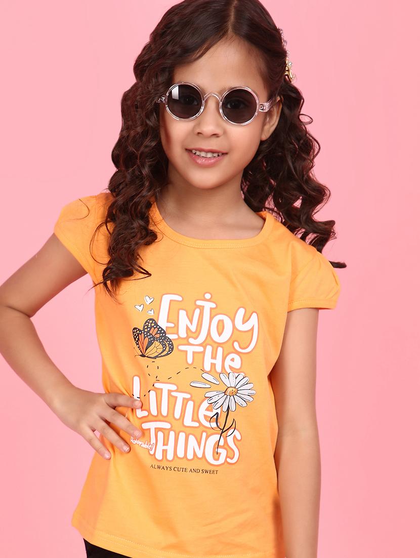girls round neck typographic regular tee - 21035646 -  Standard Image - 1