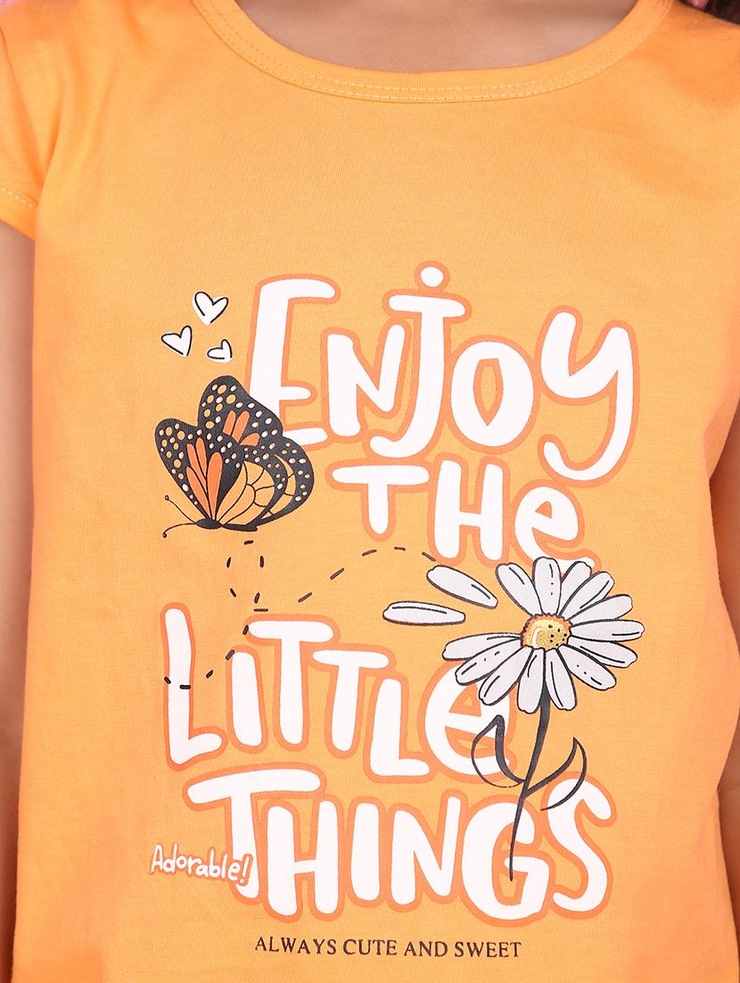 girls round neck typographic regular tee - 21035646 - Standard Image - 6