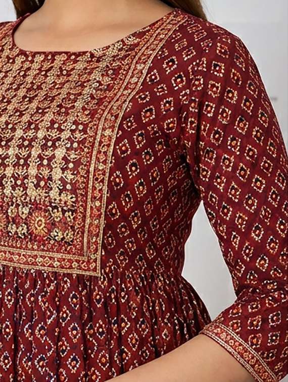 women printed three quarter sleeve kurta - 21036161 -  Standard Image - 1