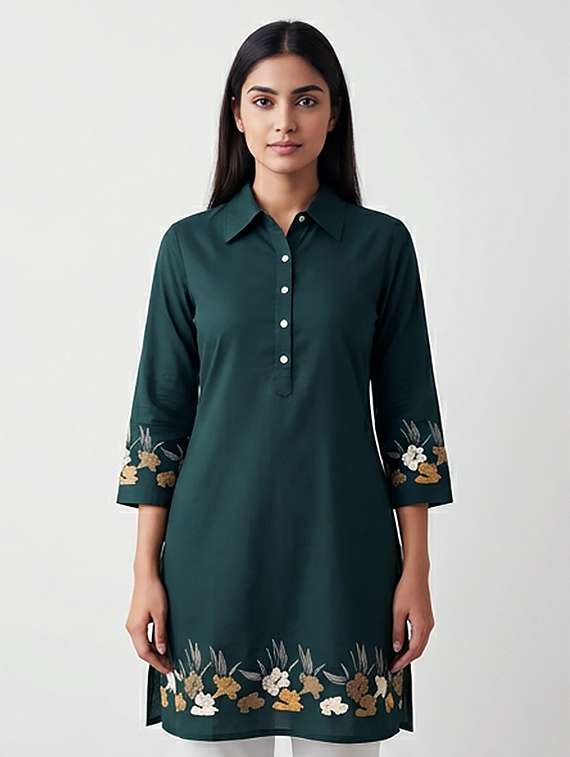 women printed three quarter sleeve kurta - 21036165 -  Standard Image - 1