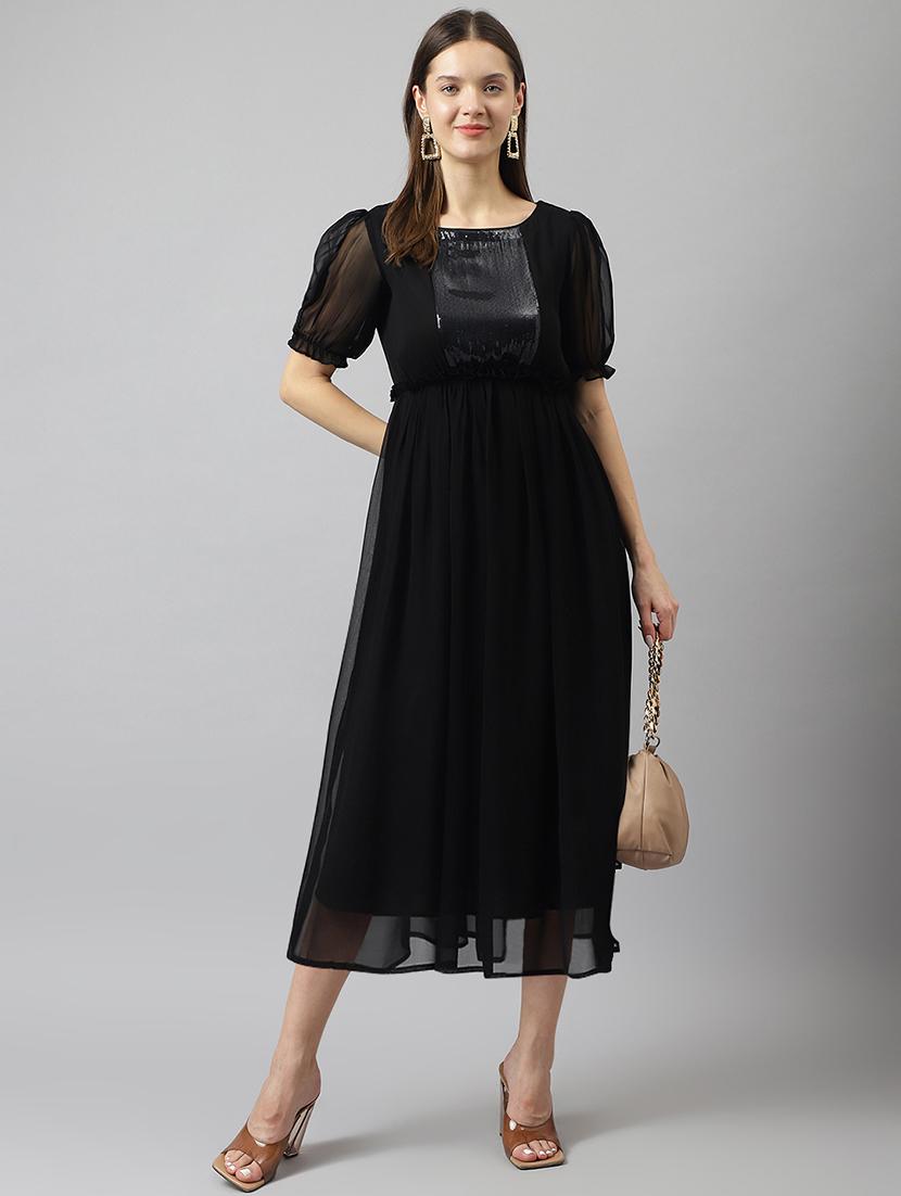 black sequins detailed midi dress - 21036512 - Zoom Image - 0