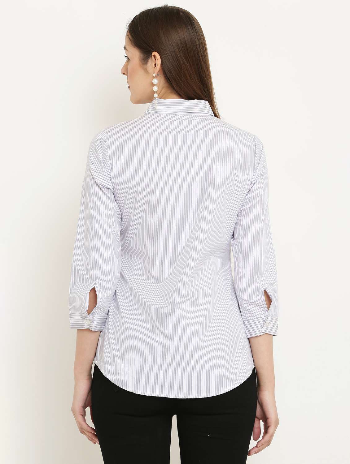 white cotton blend striped shirt - 21036872 - Standard Image - 4