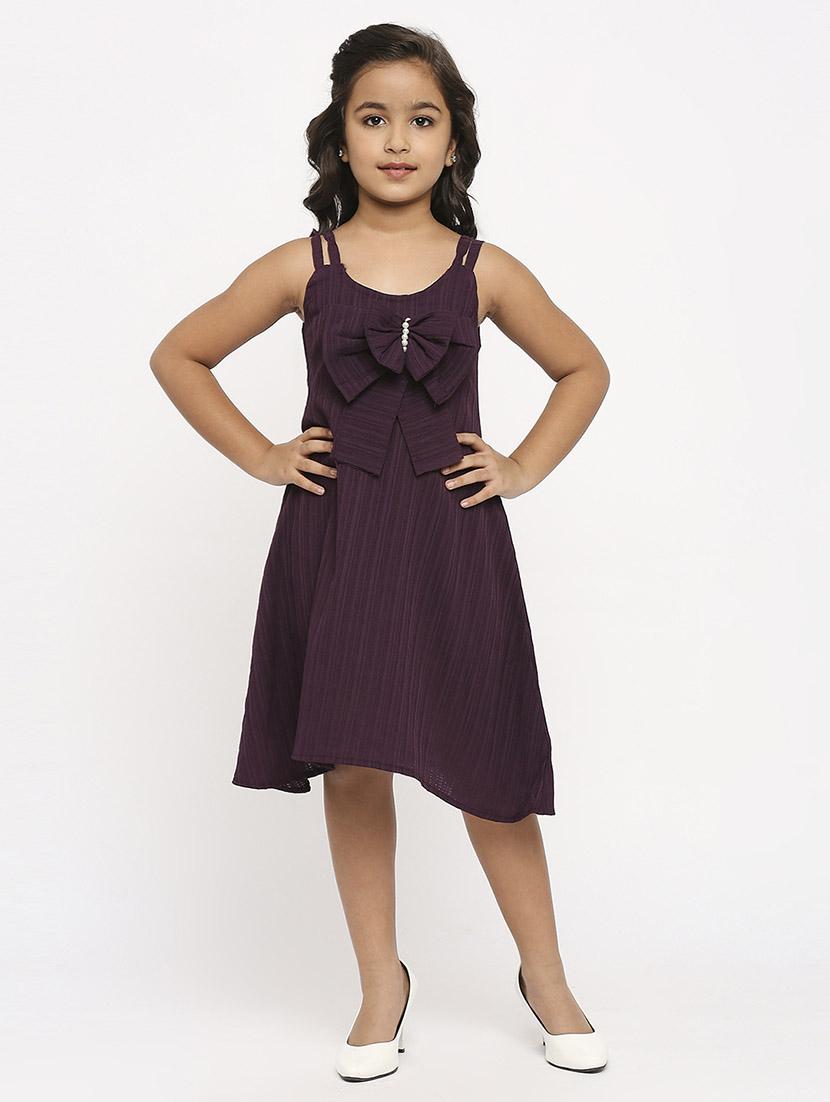 girls maroon stripes frock - 21036899 -  Standard Image - 1