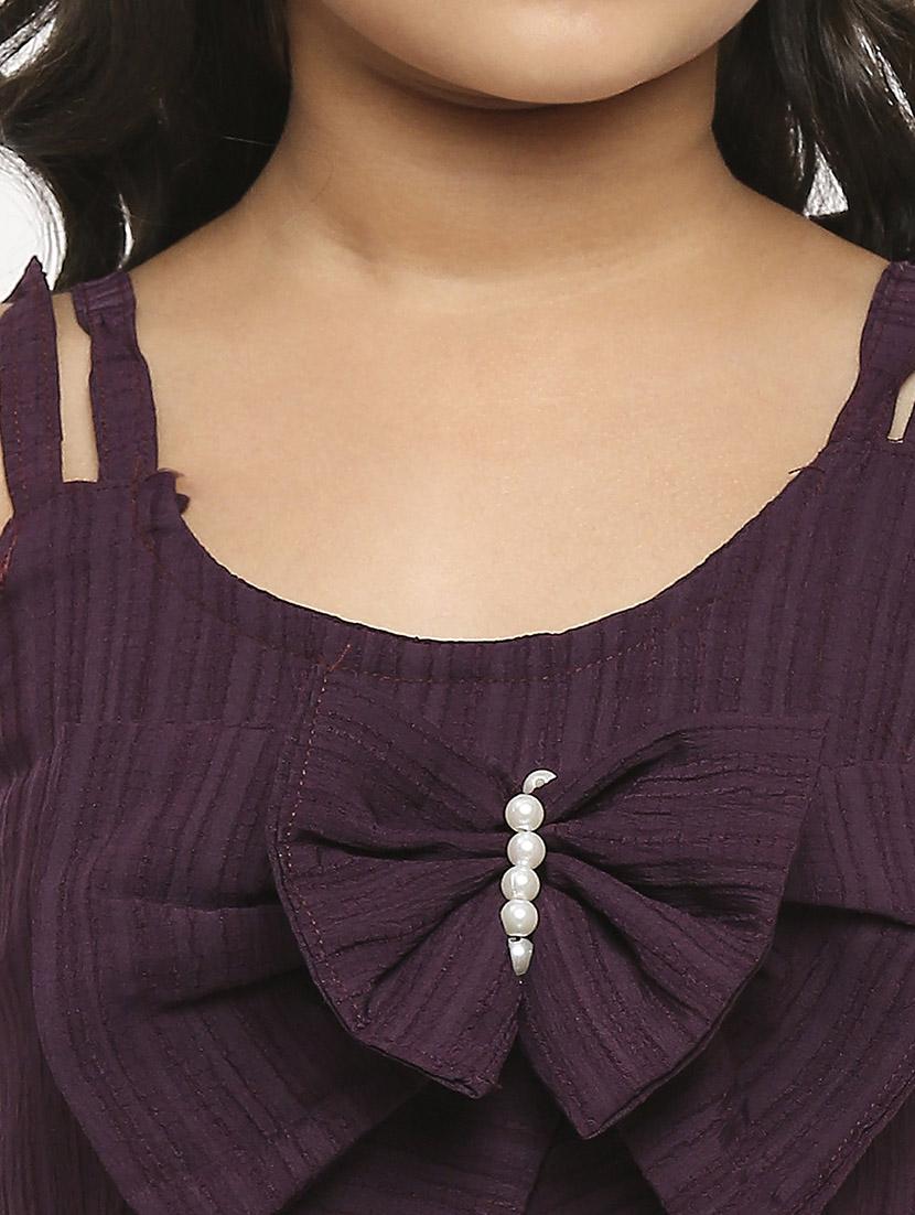 girls maroon stripes frock - 21036899 - Standard Image - 4