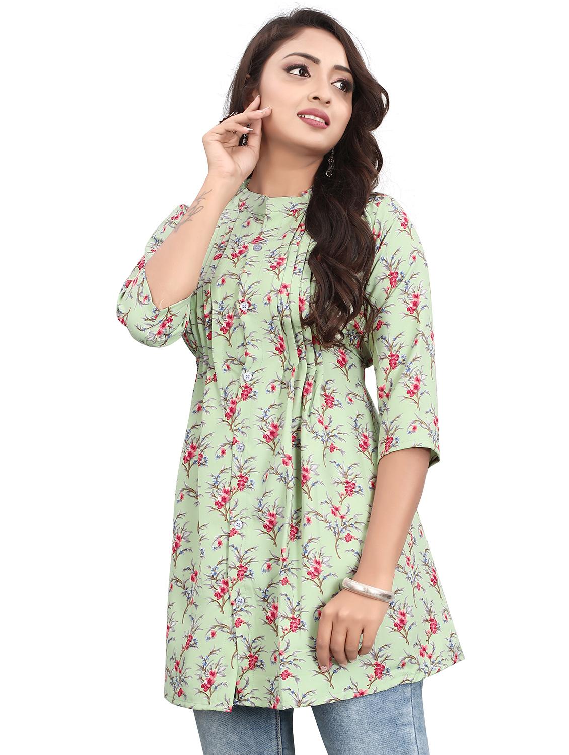 women floral print mandarin neck tunic - 21037226 -  Standard Image - 1