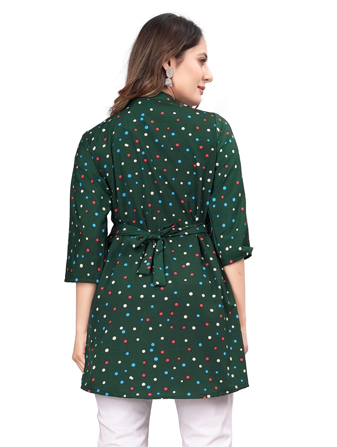 women polka print mandarin neck tunic - 21037232 - Standard Image - 1