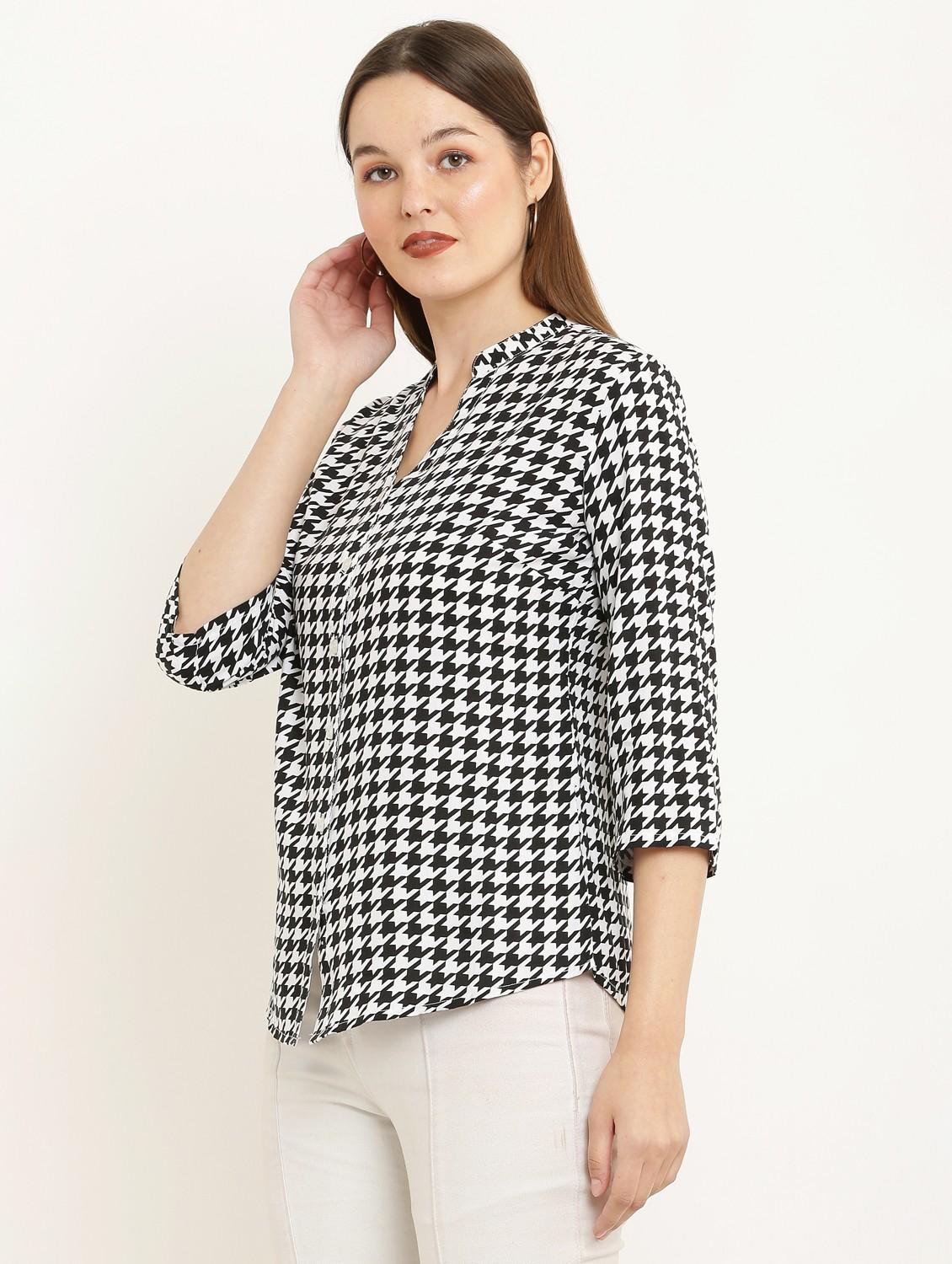 black viscose printed top - 21037467 - Standard Image - 1