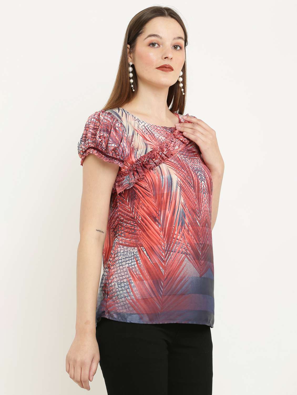 multicolored silk blend abstract print top - 21037490 - Standard Image - 1