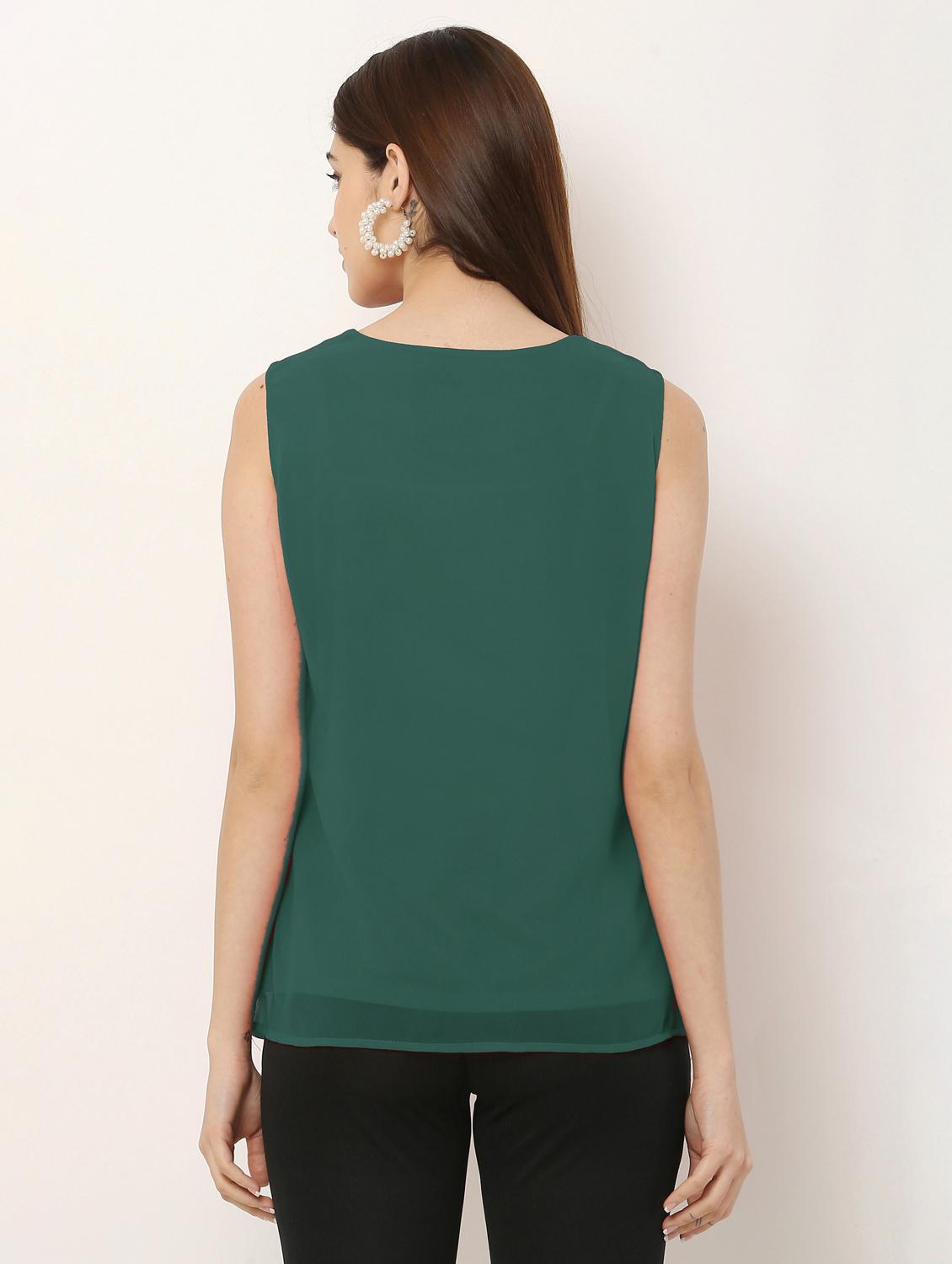 green georgette plain top - 21037495 - Standard Image - 1