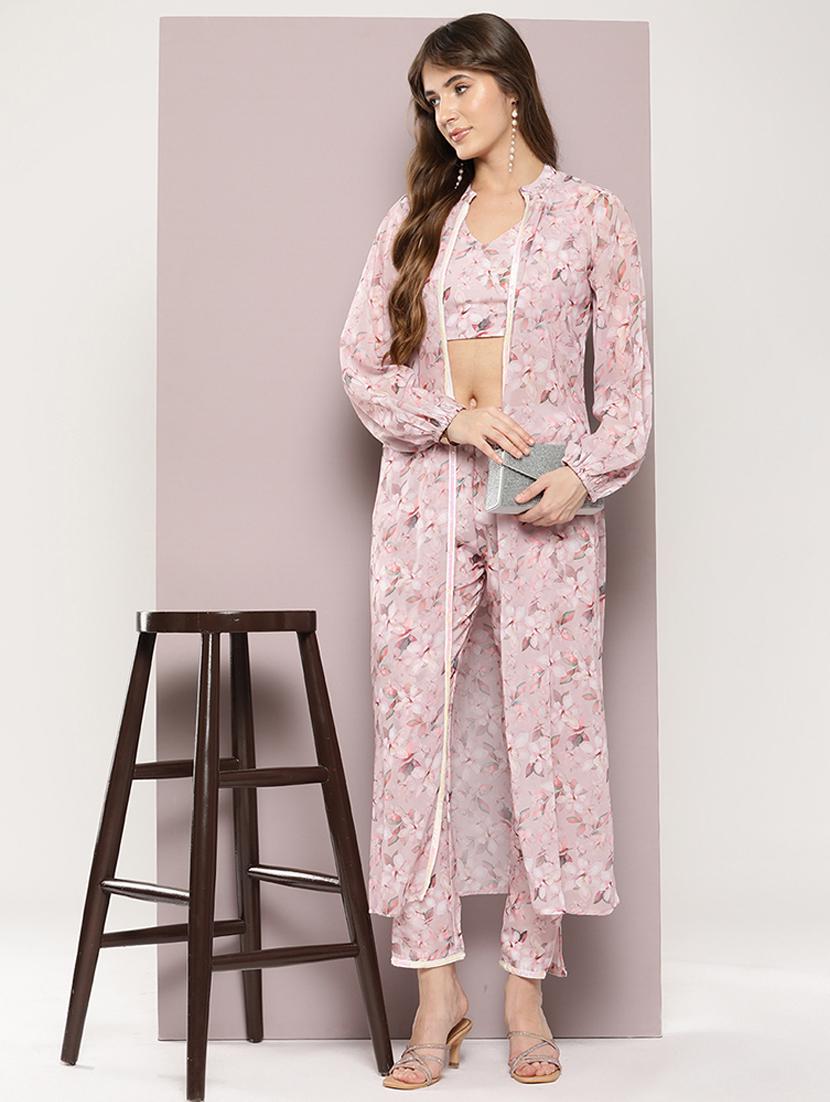peach floral printed fusion set - 21037508 -  Zoom Image - 0
