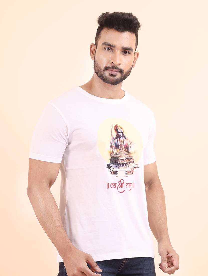 men round neck front printed t-shirt - 21040348 - Standard Image - 1