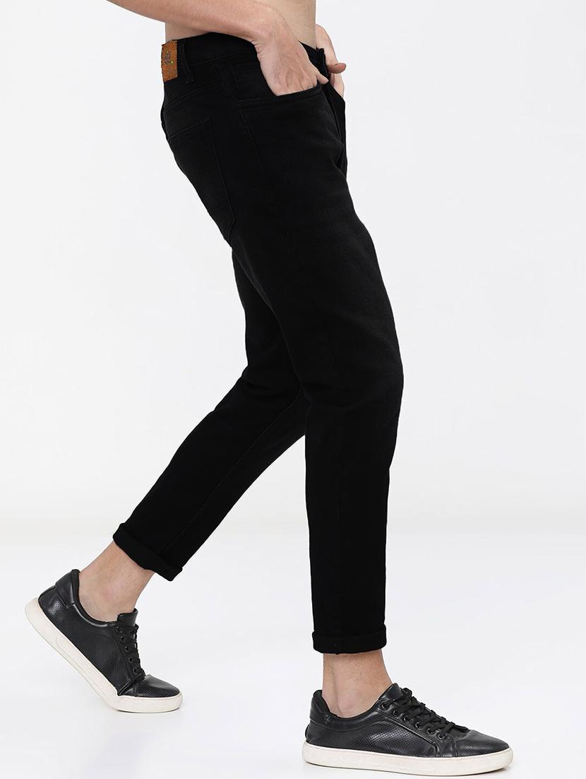 men black mid rise plain jeans - 21043846 - Standard Image - 1