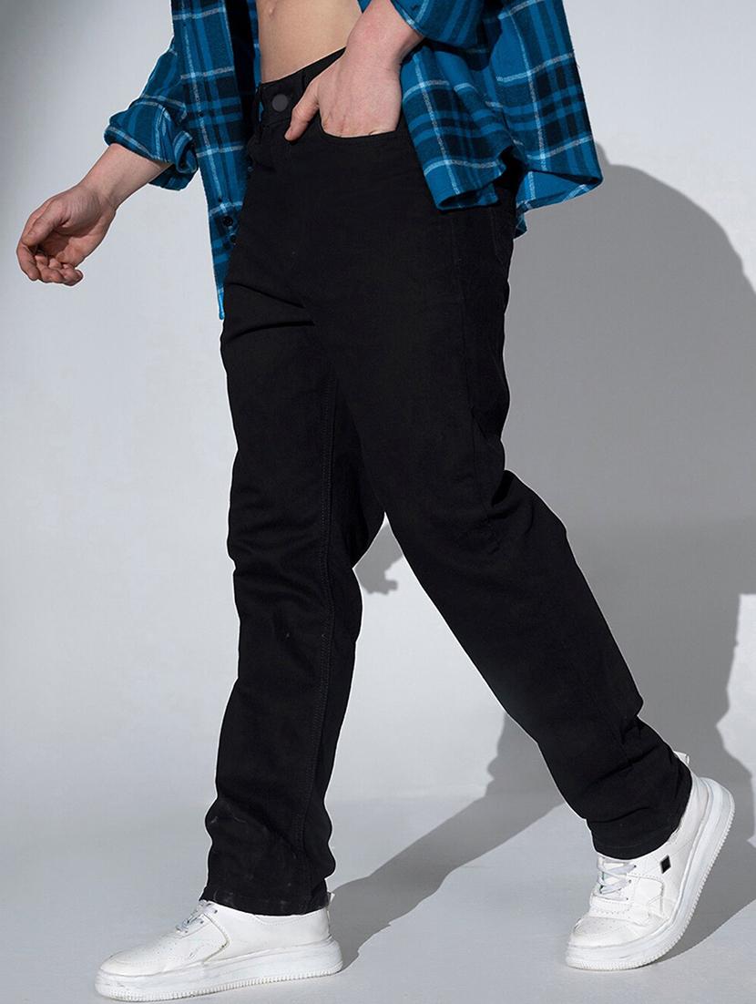 men black mid rise plain jeans - 21043848 - Standard Image - 1