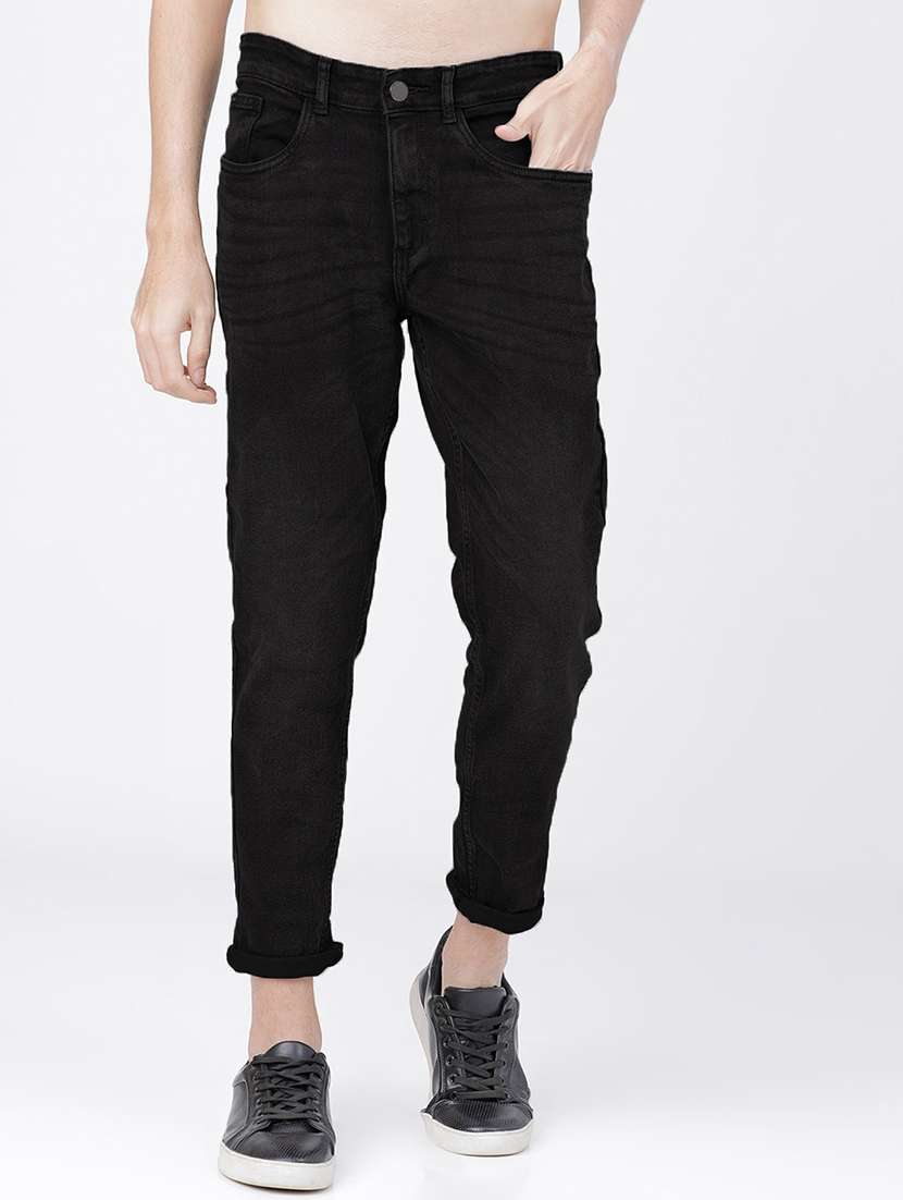 men mid rise plain jeans
