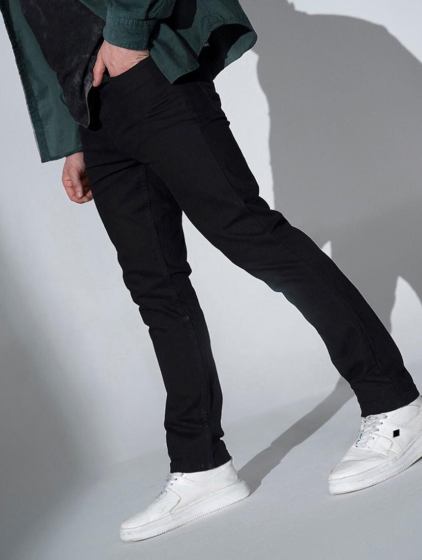 men black mid rise plain jeans - 21043853 -  Standard Image - 1