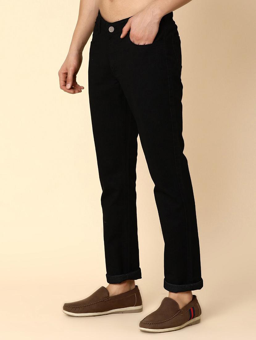 men black mid rise plain jeans - 21043862 -  Standard Image - 1