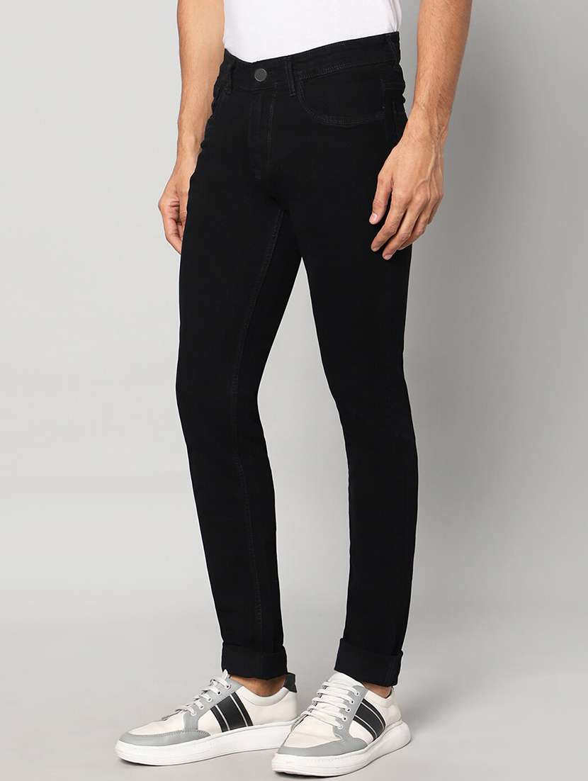 men black mid rise plain jeans - 21043870 - Standard Image - 1