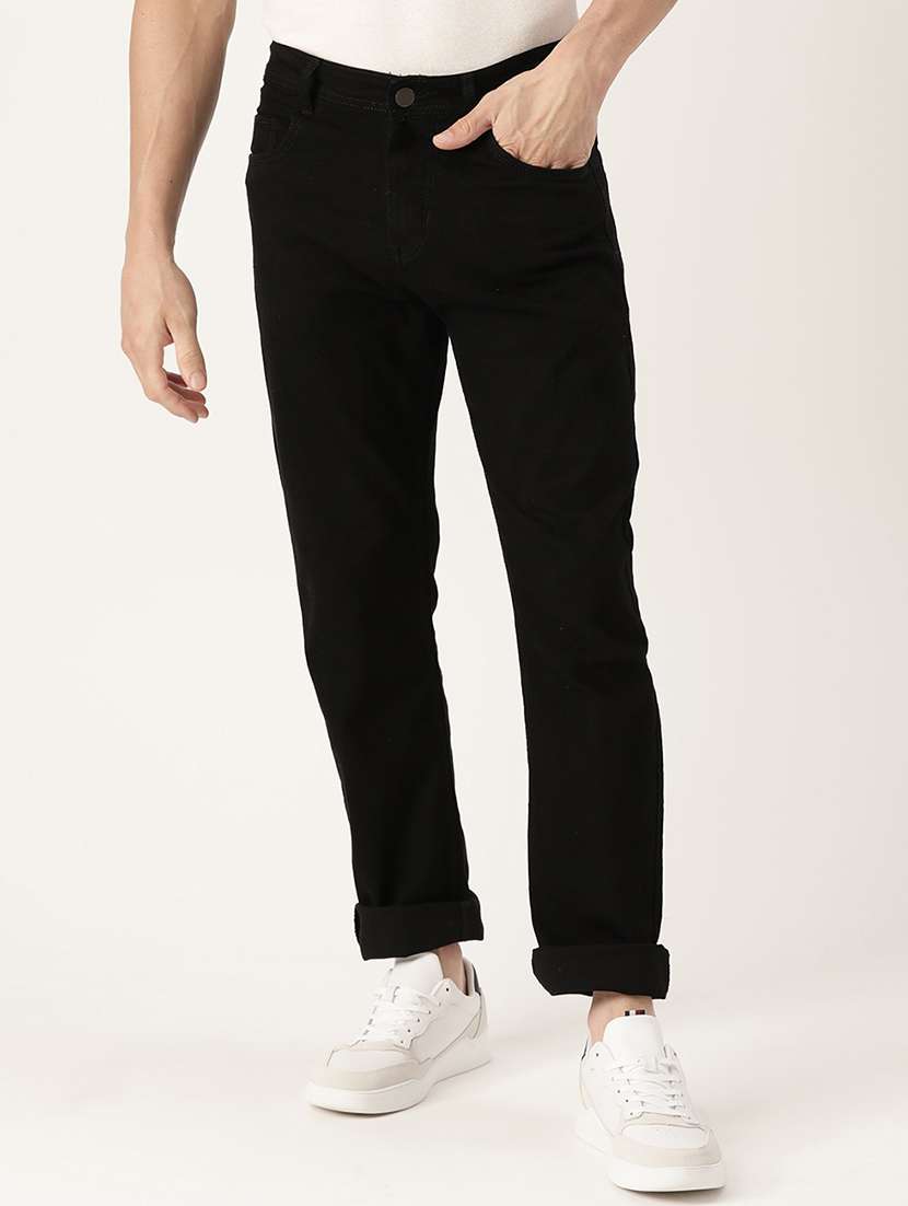 men mid rise plain jeans