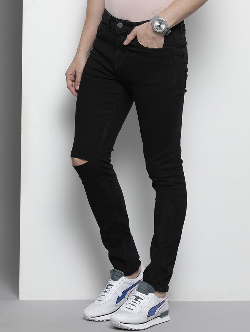 men black mid rise plain jeans - 21043896 - Standard Image - 1