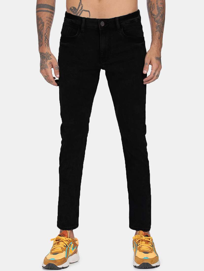 men mid rise plain jeans