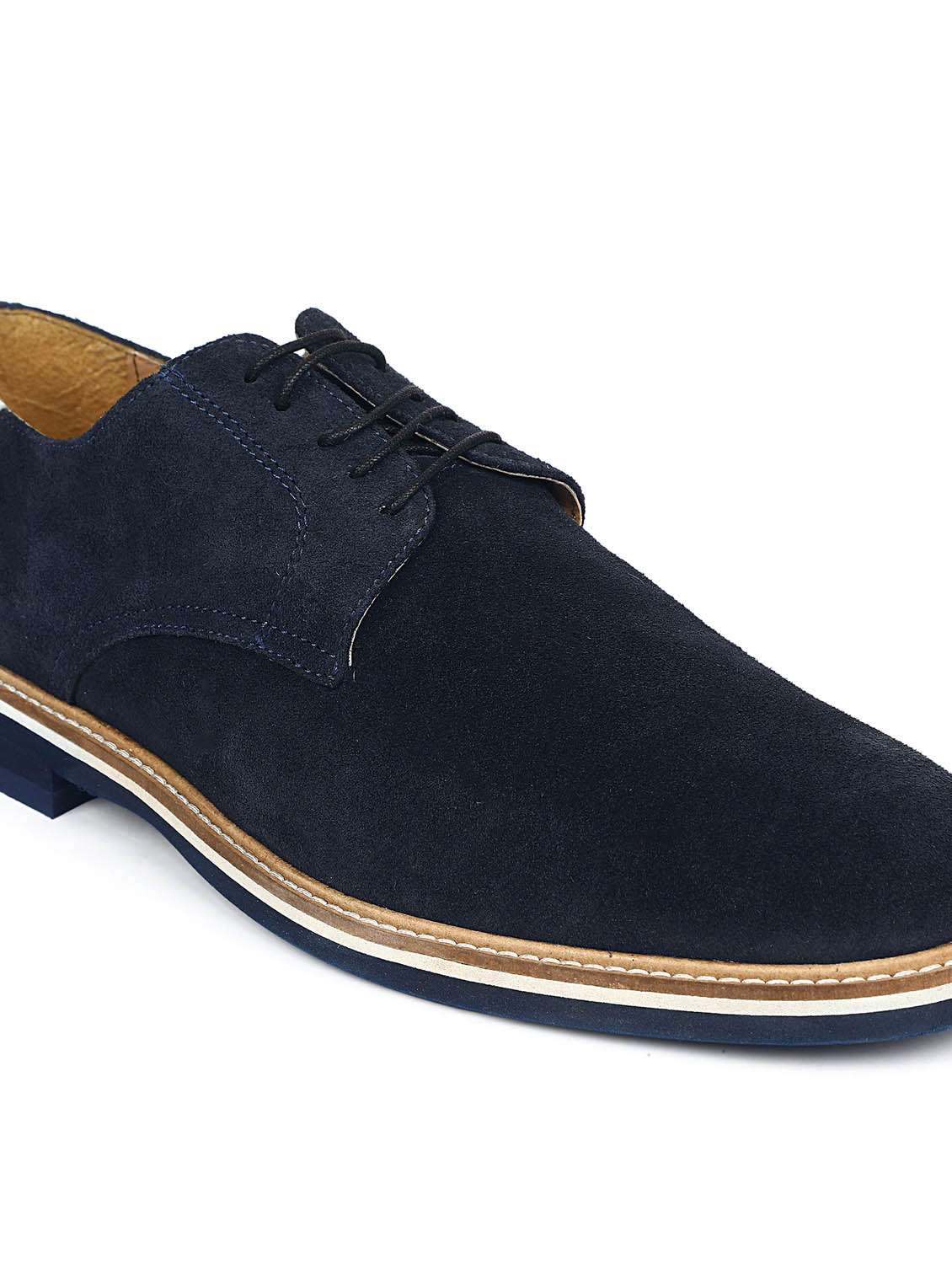 men navy blue solid casual shoes - 21047974 -  Standard Image - 6