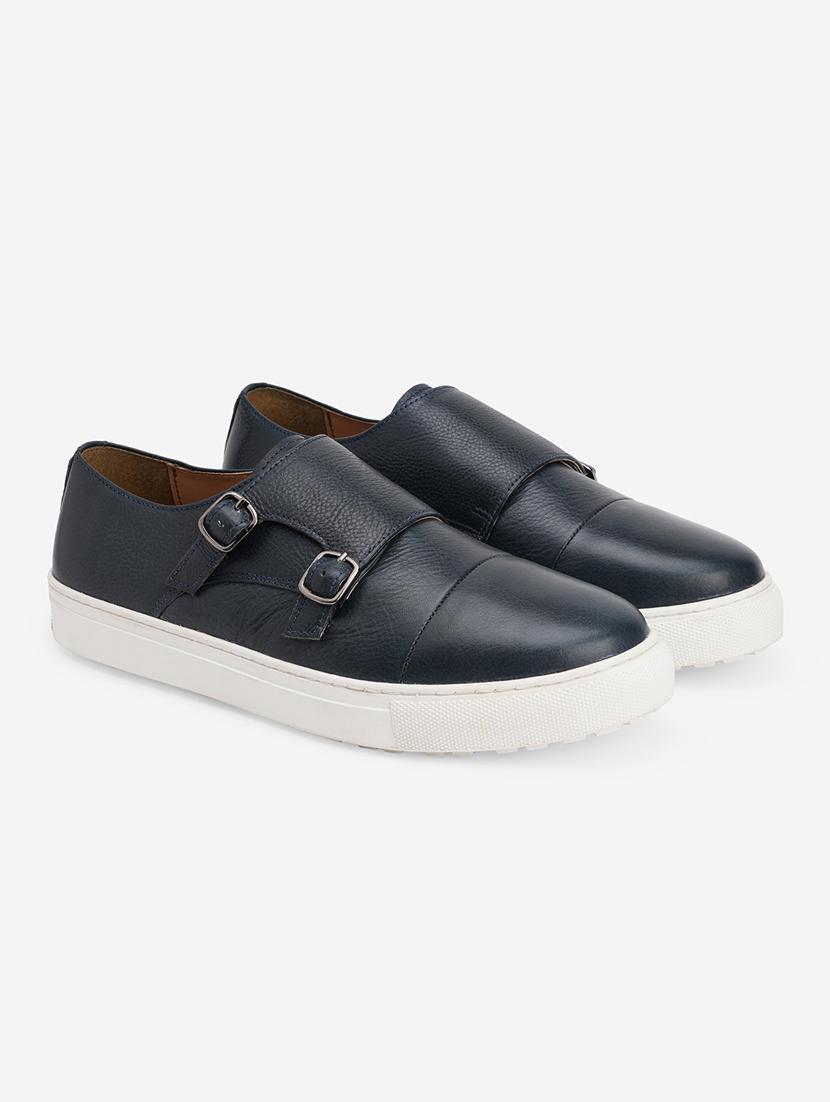 men navy blue solid casual shoes - 21047979 - Standard Image - 1