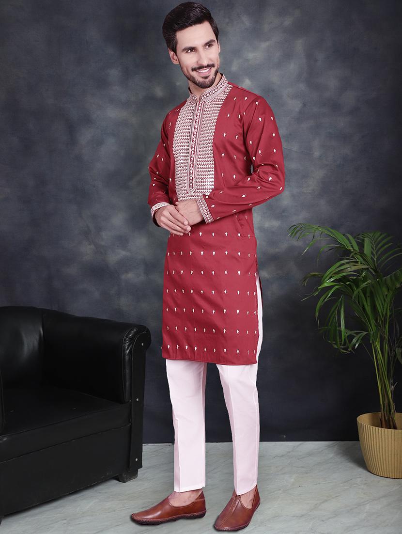men embroidered kurta pyjama ethnic wear set - 21048091 - Standard Image - 1