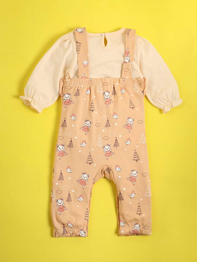 kids printed cotton dungarees twin set - 21048580 - Standard Image - 1