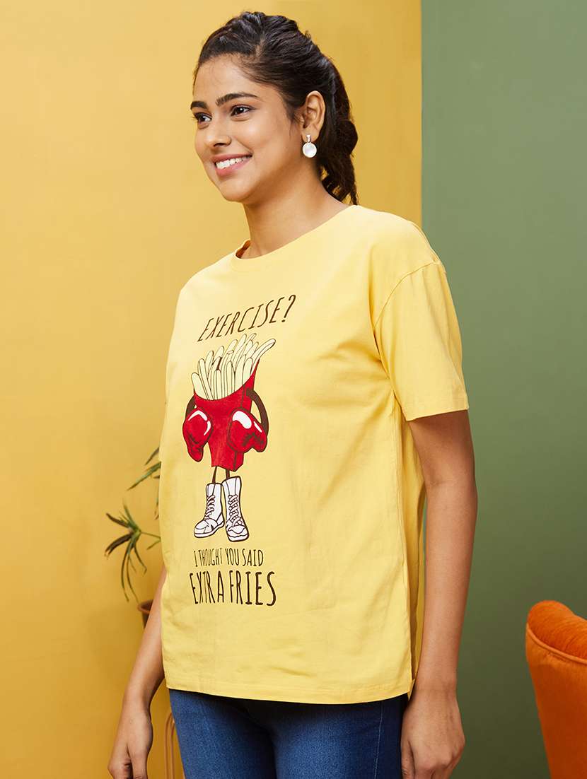 women round neck graphic printed regular t-shirt - 21049174 -  Standard Image - 1