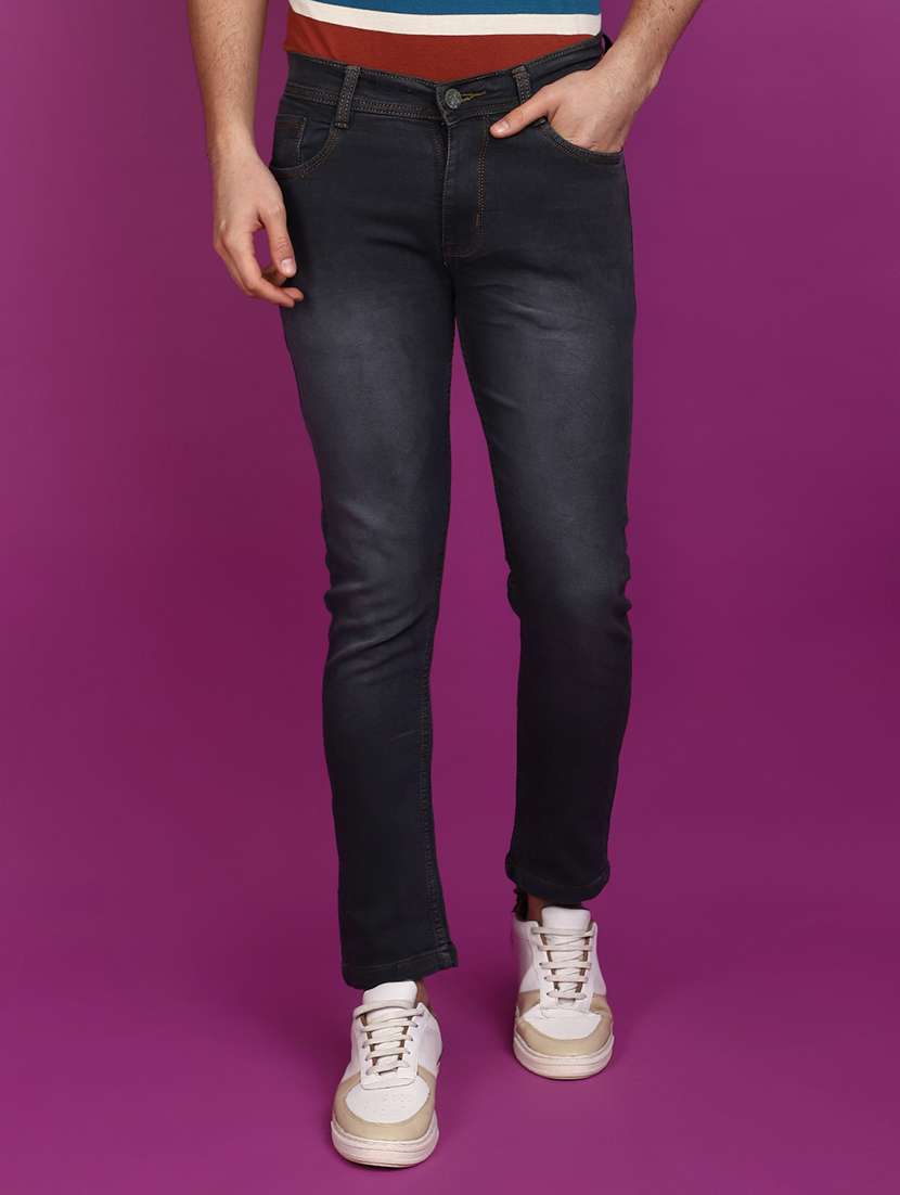 men mid rise washed denim jeans