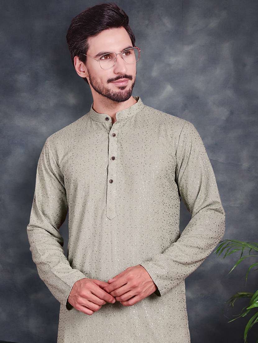 men sequin embroidered long sleeve kurta - 21049912 - Standard Image - 4