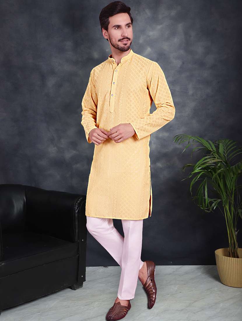men embroidered georgette kurta - 21049923 -  Standard Image - 1