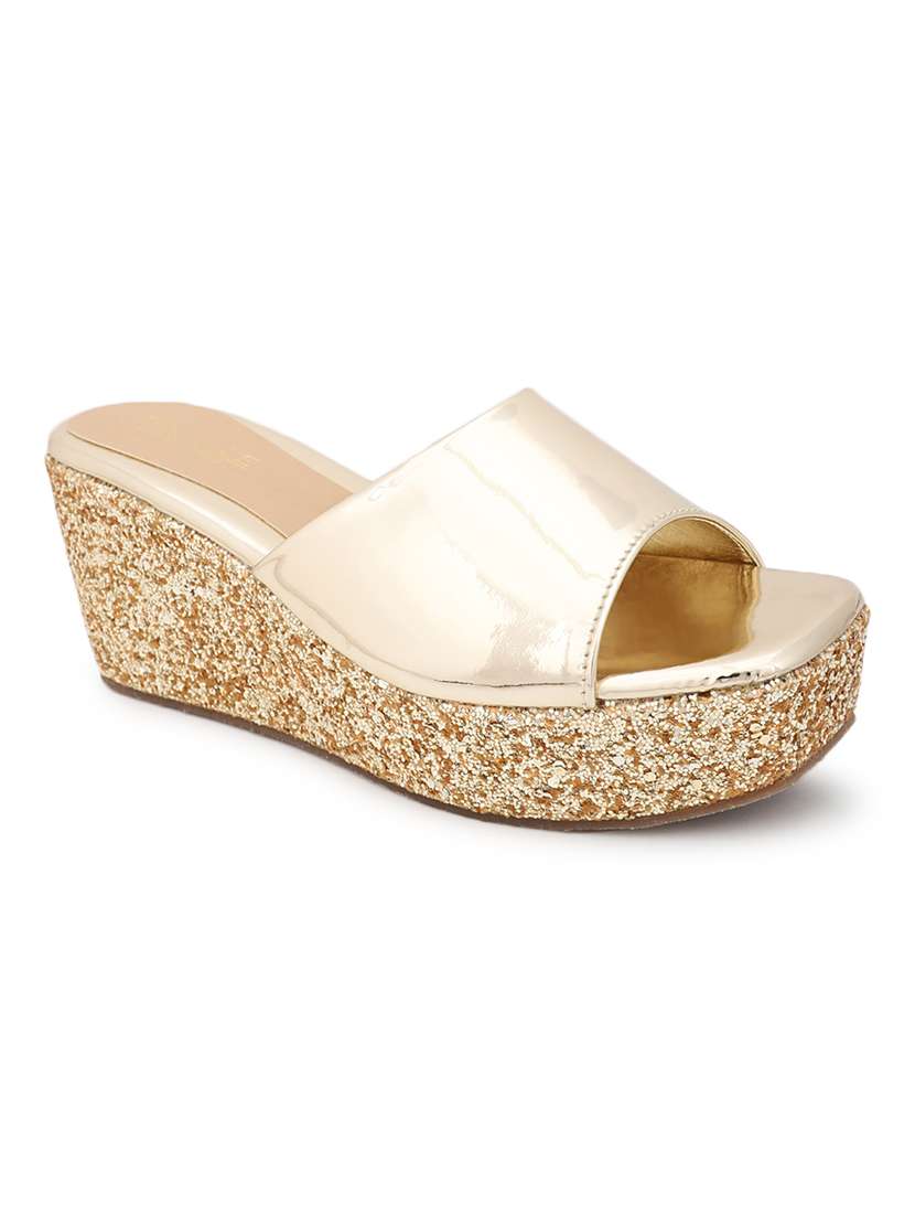 pewter patent slip-on wedges - 21049996 -  Standard Image - 1