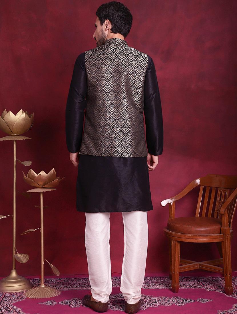 men embroidered kurta pyjama with jacket - 21050031 - Standard Image - 4