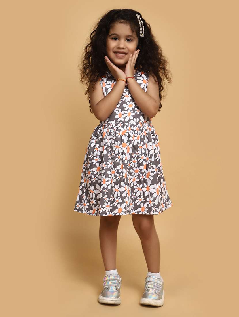 grey floral printed frock