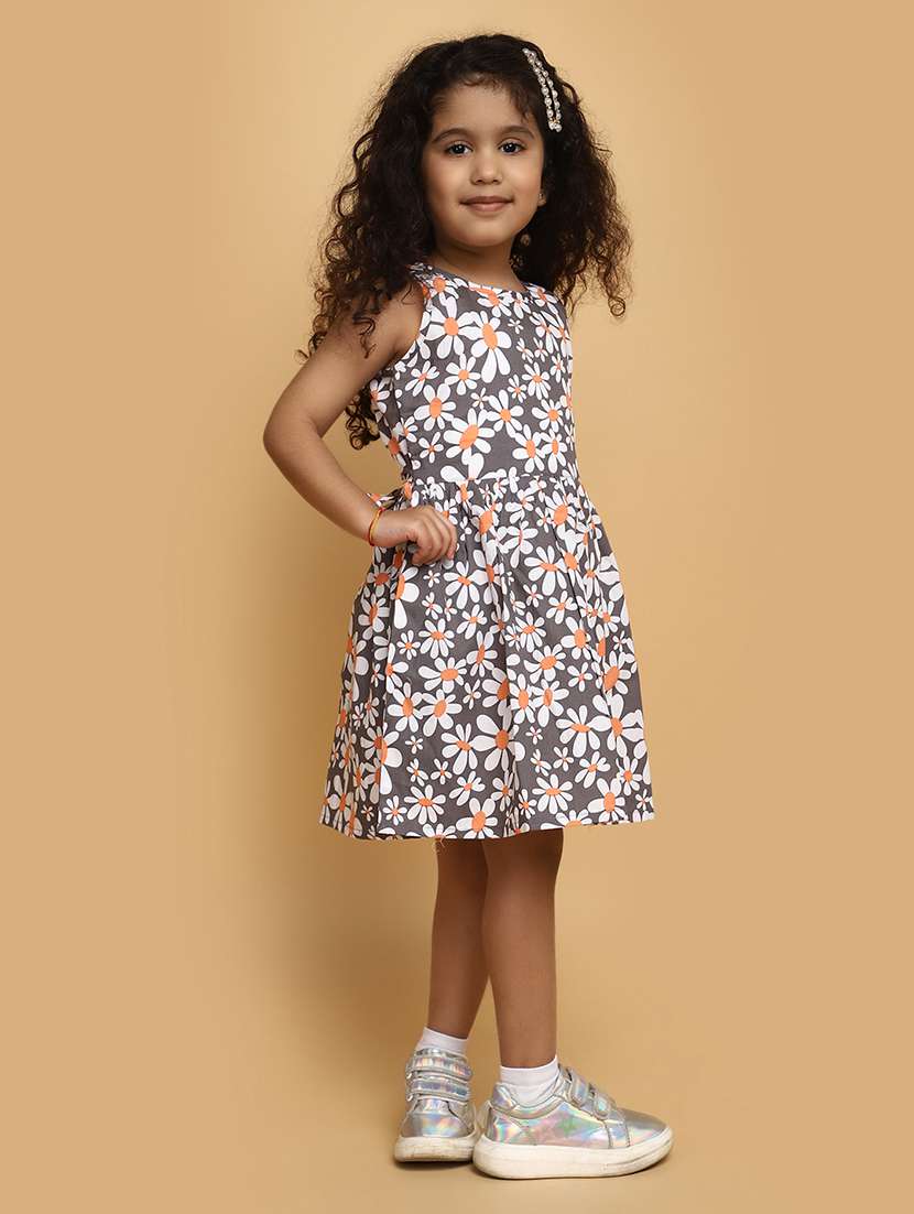 grey floral printed frock - 21050777 -  Standard Image - 1