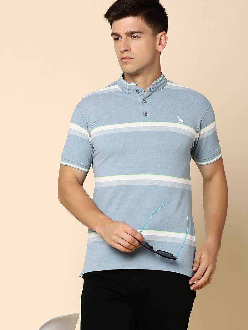 sky blue poly cotton pique tshirt - 21050954 -  Standard Image - 1