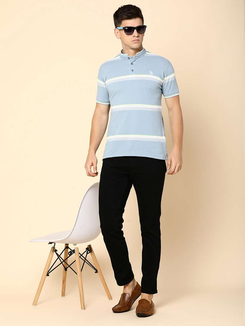 sky blue poly cotton pique tshirt - 21050954 -  Standard Image - 4