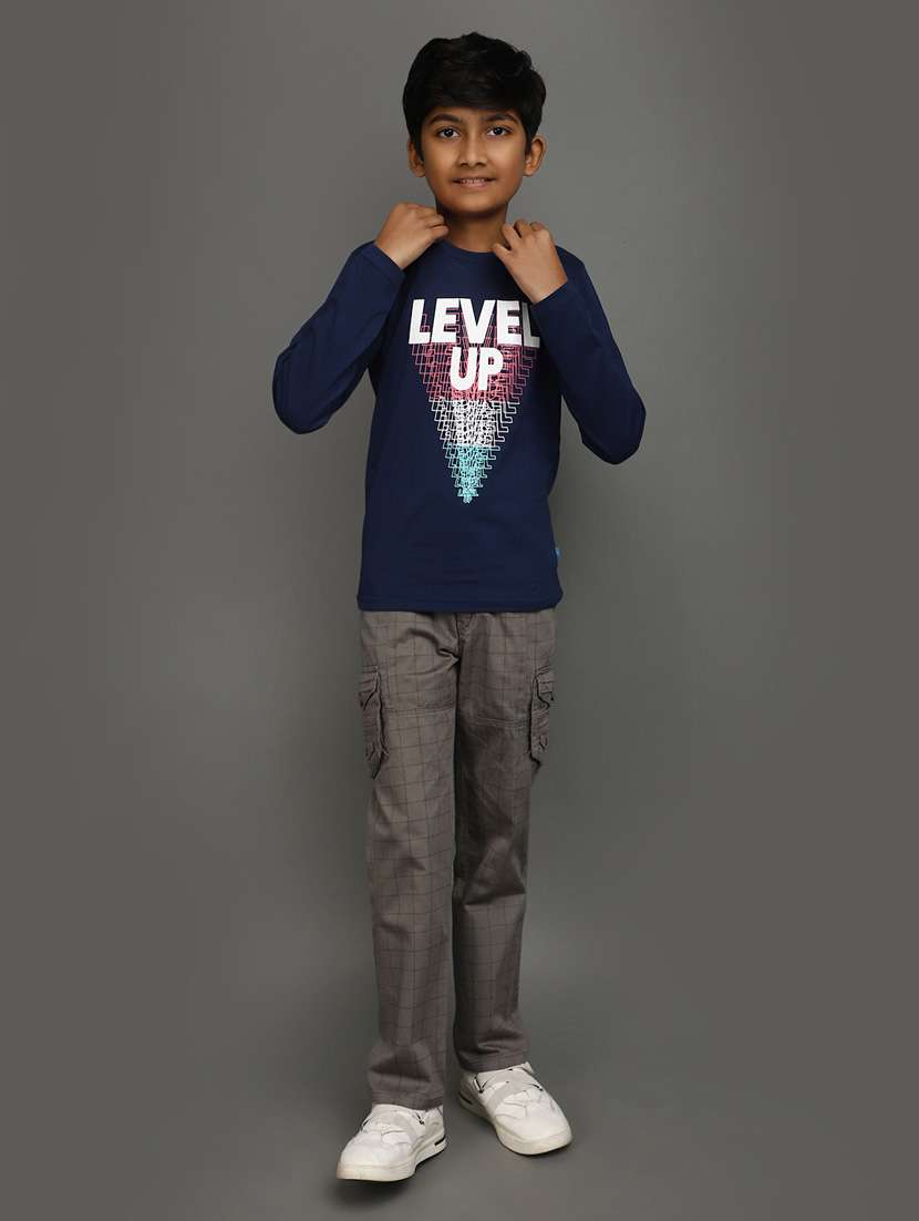 navy blue front print cotton t-shirt - 21051005 -  Standard Image - 4